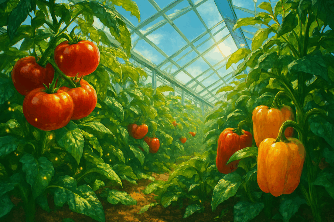 بررسی برنامه غذایی کامل گوجه فرنگی و فلفل در گلخانه با محصولات برند حیات سبز سبحان