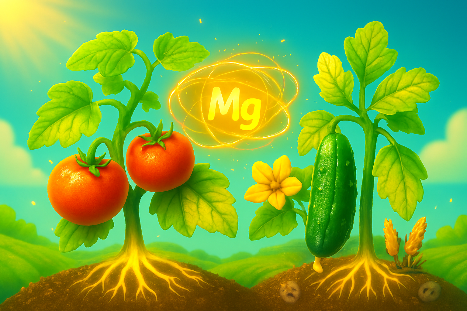 بررسی علائم کمبود منیزیم در گوجه و خیار، عوامل تشدیدکننده و راهکارهای درمان سریع برای افزایش عملکرد محصولات کشاورزی.
