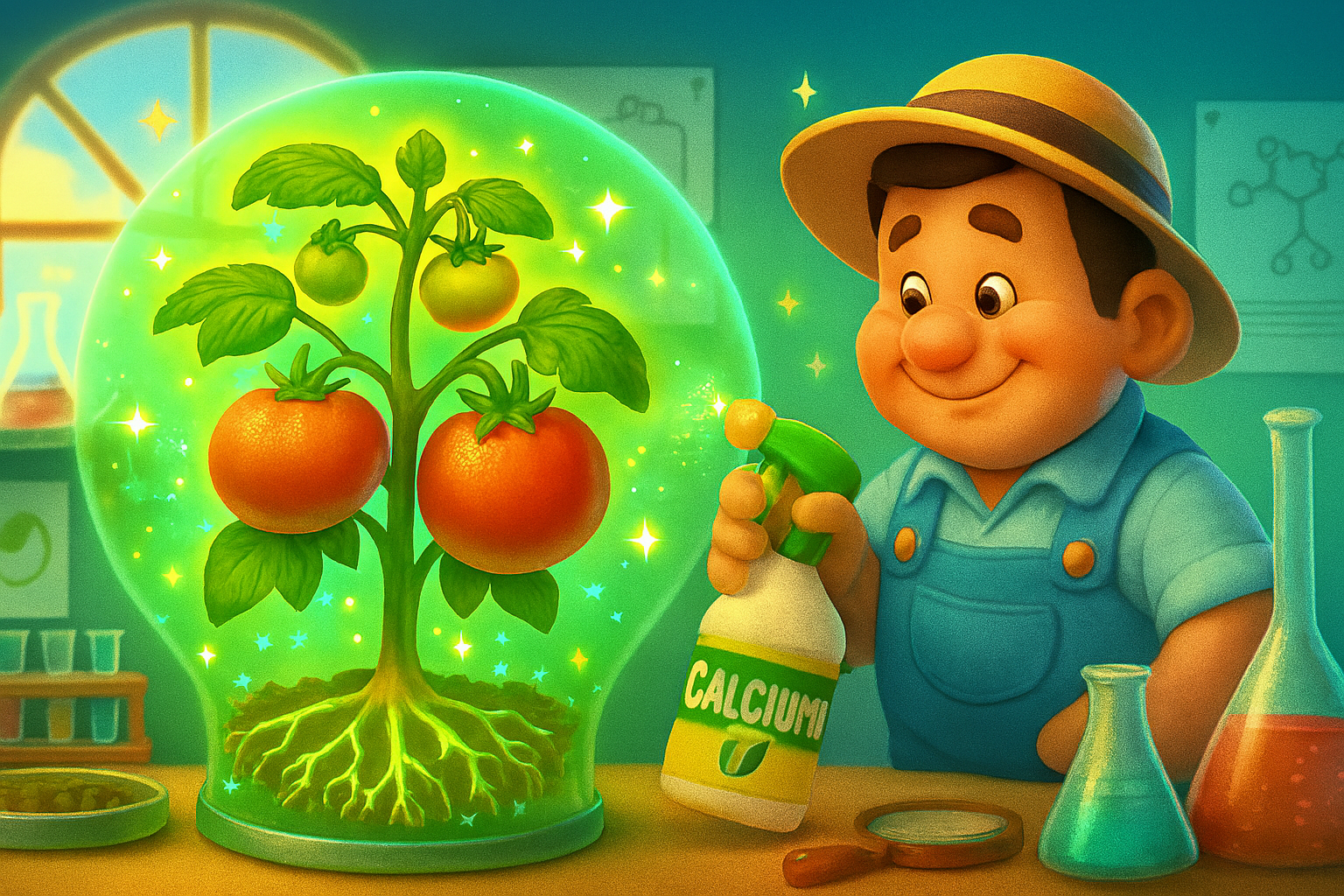 معرفی راهکارهای علمی و محصولات برند حیات سبز سبحان برای درمان کمبود کلسیم و جلوگیری از پوسیدگی گلگاه گوجه‌فرنگی.